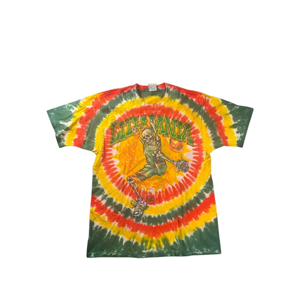 1990s liquid blue Lithuania basketball tie dye band shirt